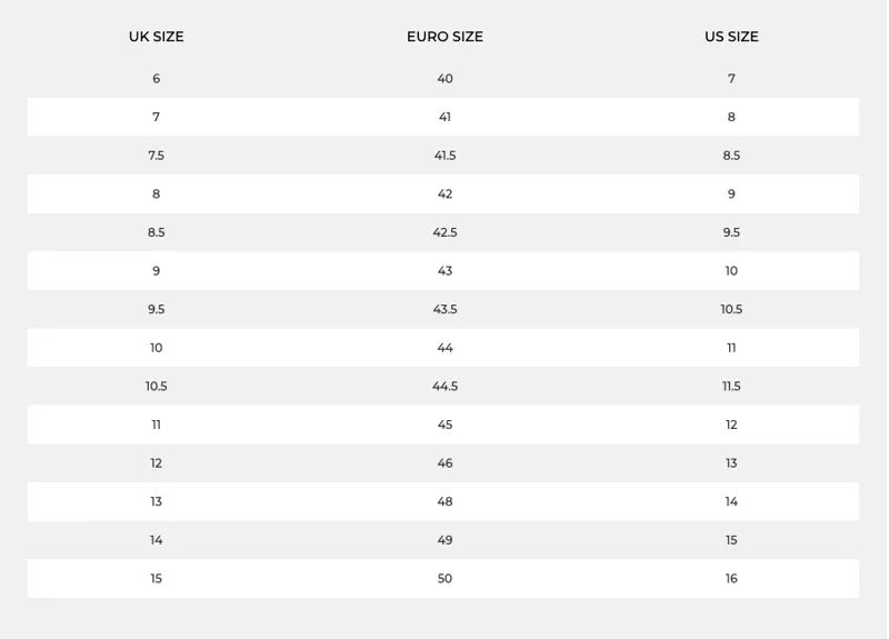 Chatham Mens Size Guide